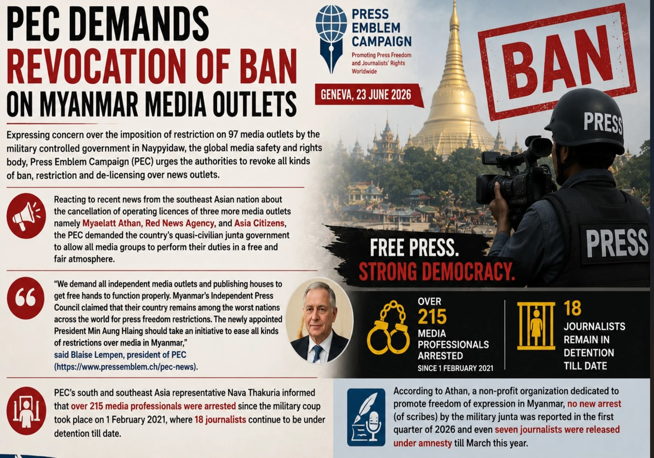 PEC demands revocation of ban on Myanmar media outlets